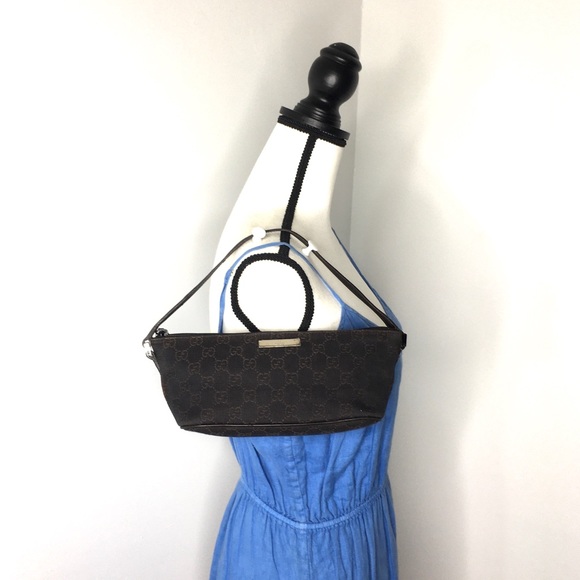 Authentic Gucci brown monogram small baguette bag - Picture 3 of 16